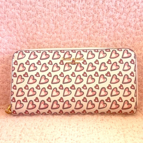 kate spade Handbags - Adorable Kate Spade Morgan Fancy Hearts Zip-around Continental Wallet. NWOT.